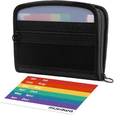 Compact 13-Pocket Receipt and Coupon Organizer with Zipper Closure and Labels
