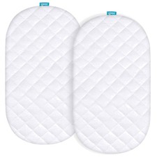 2 Pack Waterproof Bassinet Mattress Pad Covers - Breathable  Soft for Babies