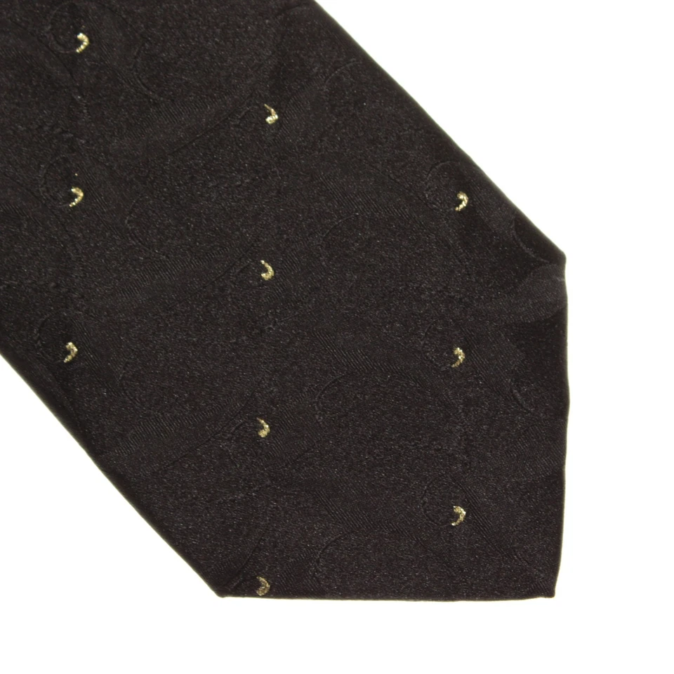Corbata Italo Ferretti Nueva con Etiquetas en Patrón Negro con Mezcla de Seda Dorada 24 KT Foto 2 de 4