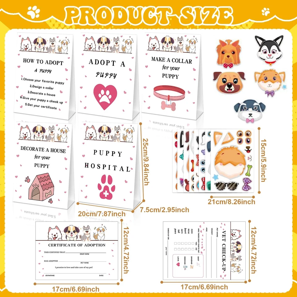 1214 Pcs Adopt a Pet Party Favors Puppy Adoption Station Package Dog Adoption... - Image 3 of 4