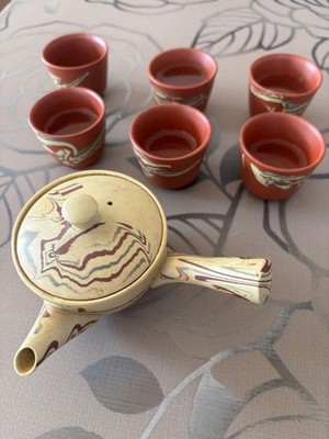Set of 6 Tokoname ware tea cups and teapot for sencha tea