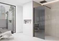 Black Tint Shower Screen Enclosure Walk In Wet Room 8mm Glass Grey Smoke Flipper