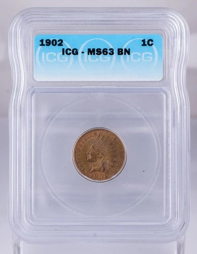 Certified 1902 Indian Head Cent ICG MS63 BN IHC 1c Penny
