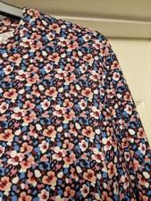 Size 14 Dress Jersey Stretch Cotton Floral Pink Blue Holiday Festival Ditsy Boho