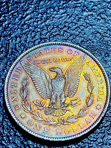 O99 💎 1884 O Morgan Silver Dollar -BU, Colorful Rainbow Vibrant Toning