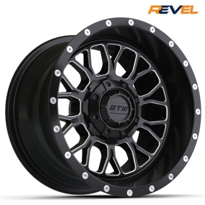 GTW Helix 12'' Black & Machined Golf Cart Wheels, 12x7, ET -.25, Set of 4 Rims