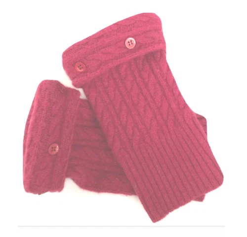 FINGERLESS GLOVES RED CASHMERE MERINO S M L SMALL MEDIUM LARGE ARM WARMERS CUFFS