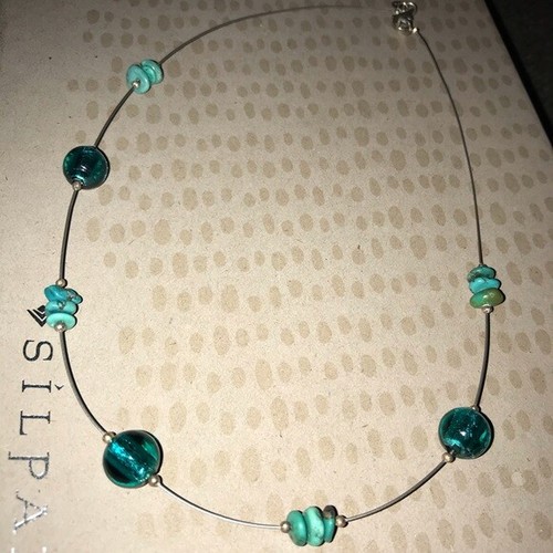 Silpada N2353 Stabilized Turquoise Glass Wire Cool Sterling Silver Necklace - Picture 8 of 12