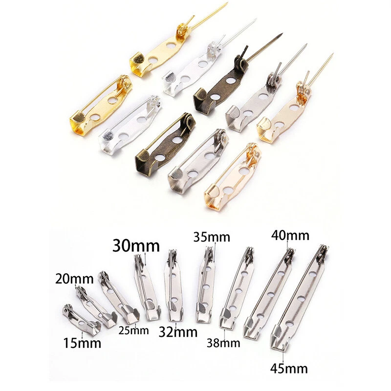 Lock Pin Back Brooch Badge Bar Pin for DIY Handicraft Name Label Jewelry Making - Image 3 of 4