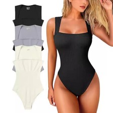 New Women U-neck Sleeveless Tank Top Bodysuit Body Shaper Control Romper Slim