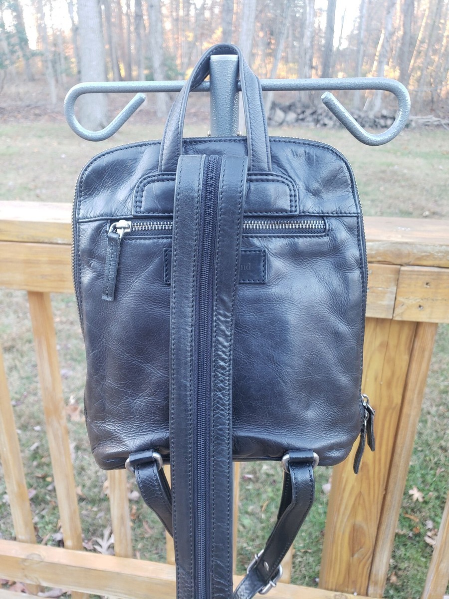 Harbour 2nd Black Leather Domed Backpack Small Zip Strap | eBay display picture 1