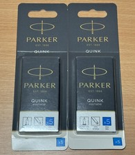 Parker Quink Fountain Pen Ink Cartridges - Washable Blue - 5 Pack x2 - 1952302
