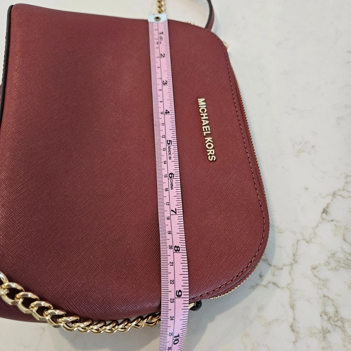 Michael Kors CINDY Large Dome Crossbody Saffiano Leather Burgundy