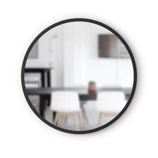 24 Inch Round Hub Mirror with Rubber Frame Decorative Wall Mirror for Home