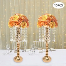 10 Pcs Wedding Crystal Flower Stand Desktop Metal Flower Vase Event Party Decor