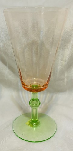 Vintage HC Fry Hand Blown Art Glass Wine Glasses 7” H 3 1/4”D Watermelon Optic - Picture 2 of 7