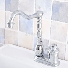 Polished Chrome Bathroom Vanity Sink Faucet 4" Centerset 2 Hole Basin Mixer Tap
