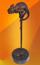 ART DECO BRONZE FIGUREN CHAMÄLEON SKULPTUR EIDECHSE STATUE REPTILIEN FIGUR