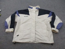 Columbia Jacket Womens Large White Blue Full Zip Bugaboo Coat Outdoors Ladies
