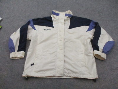 Columbia Jacket Womens Large White Blue Full Zip Bugaboo Coat Outdoors  Ladies