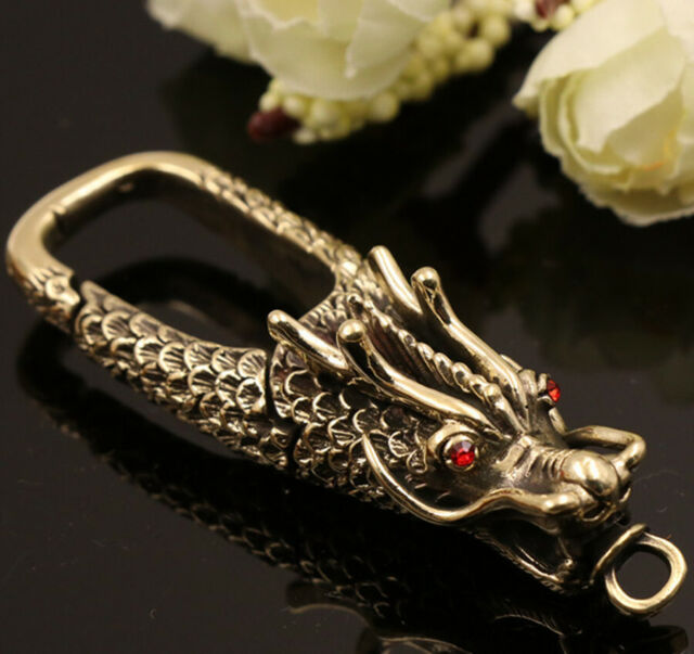 Brass Dragon Clip Hook Keychain Key Ring Pendant Men's Cool Metal DIY Accessorie