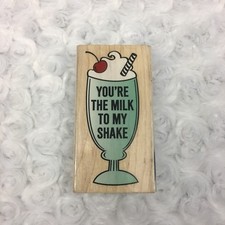 You're the Milk to my Shake Stampabilites Rubber Stamp Retro Milkshake w Cherry