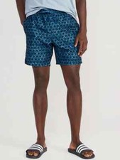 NWT Old Navy Multi Blue Printed Swim Trunks Board Shorts 7" Men S M L