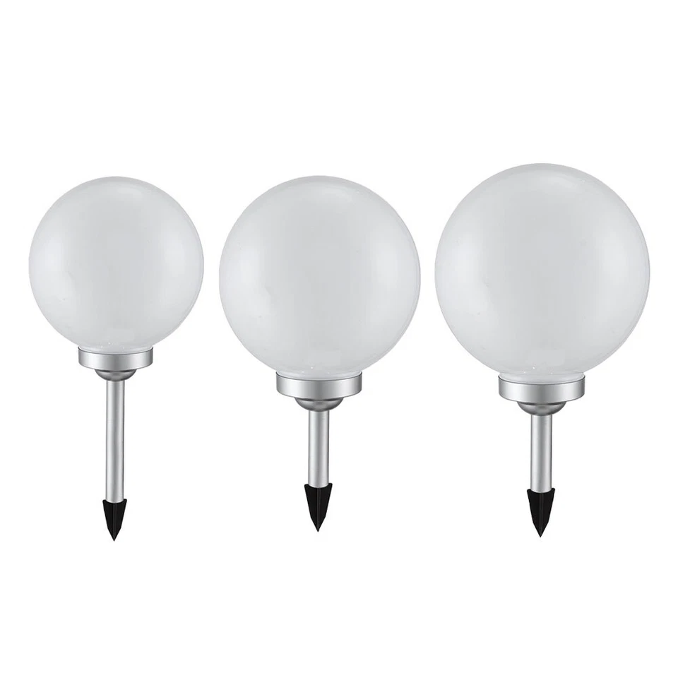 Gartenlampe Außenleuchte Solarlampe LED Kugelleuchte Stecklampe weiß 3er Set - Bild 2 von 4