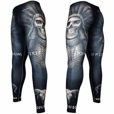FY-102K MOHAWK SPIRIT -Black Compression Skin Tights Base layer Spats Rash guard