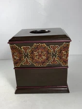 Floreal Brown Resin Tissue Box Cover 6 in.