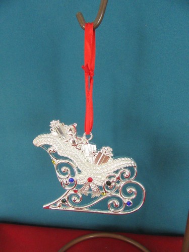 303. LENOX Sparkle and Scroll Frosted Multi Santa's Sleigh Christmas Ornament - Picture 5 of 5