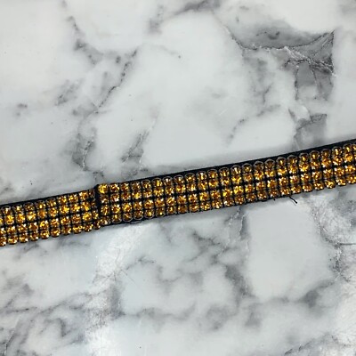 DOLCE & GABBANA Black Fabric & Orange Crystal Strass 