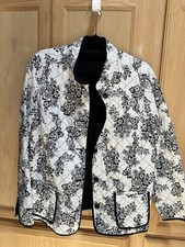 Quilted Jacket Cardigan Coat Size Xl/1x Reversible Open Front Black White