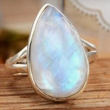 Moonstone Gemstone 925 Sterling Silver Handmade Ring Engagement Gift E-688
