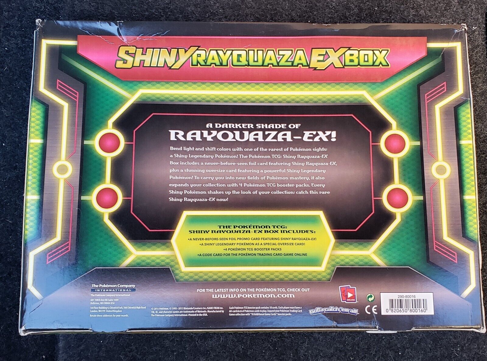 Pokemon TCG Shiny Rayquaza-Ex Box Card Game 820650800160