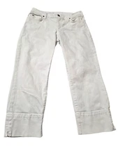 Joe's Jeans Y2K White Denim Capri Pants Women's 30 Pockets Slit Hem F15.2