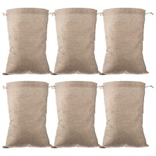 6 Pcs Burlap Veggie Bags with Drawstring for Potato Storage Food