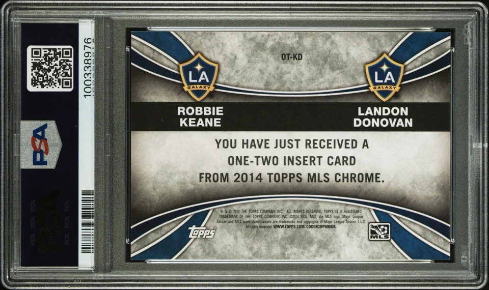 2014 Topps Chrome MLS One-Two Robbie Keane Landon Donovan #OT-KD PSA 9 - Image 2 of 3