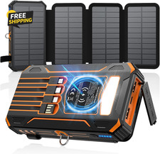 Solar Power Bank 48000Mah Wireless Portable Charger with 4 Cables