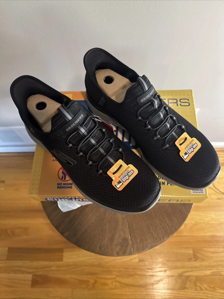 Zapatos sin cordones Skechers Ultra Flex para hombre talla 10 manos libres aire fresco negro/gris oscuro Foto 3 de 4