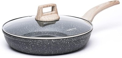 CAROTE Nonstick Frying Pan Skillet,8'' Non Stick Granite Fry Pan with Glass Lid,