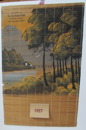 1927 DIGHTON KS KANSAS ADV CALENDAR, COMPLETE, BEAUTIFUL BAMBOO sz 12" x 18 1/2"