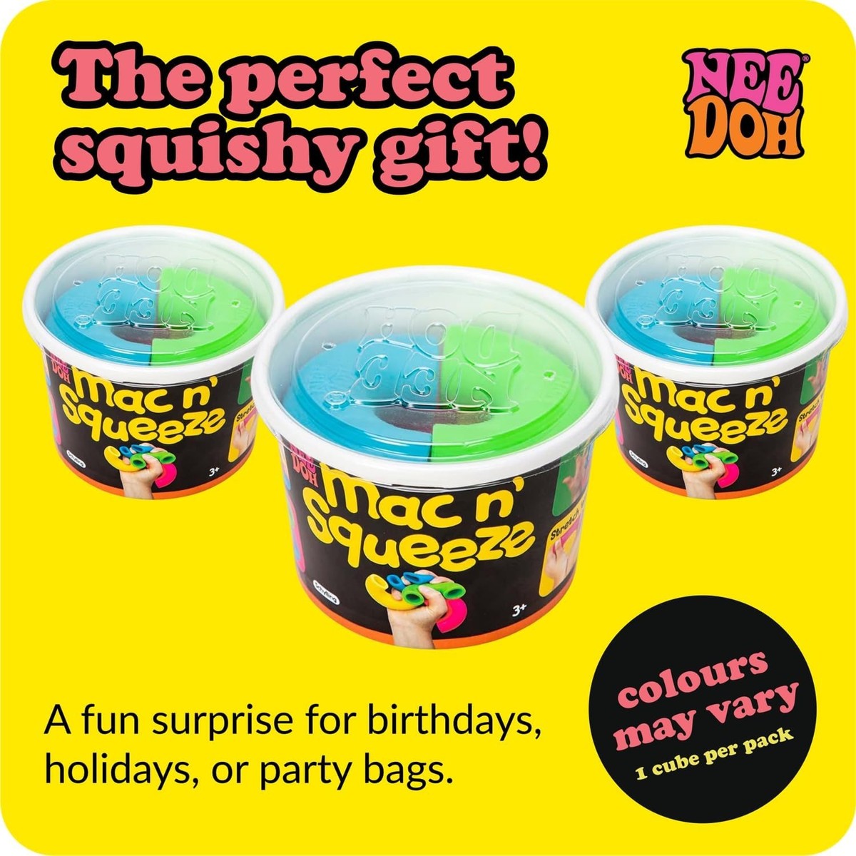 NeeDoh Mac n Squeeze Fidget Toy Assorted Color Neon Noodles