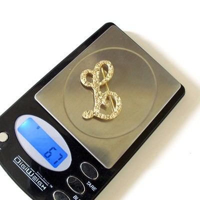Genuine Alaskan raw placer nuggets Letter Brooch Pin Pendant Marked ''MR'' 6.7g