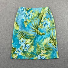 Vintage DressBarn Floral Wrap Skirt Size S Blue Green Tropical Hawaiian Retro