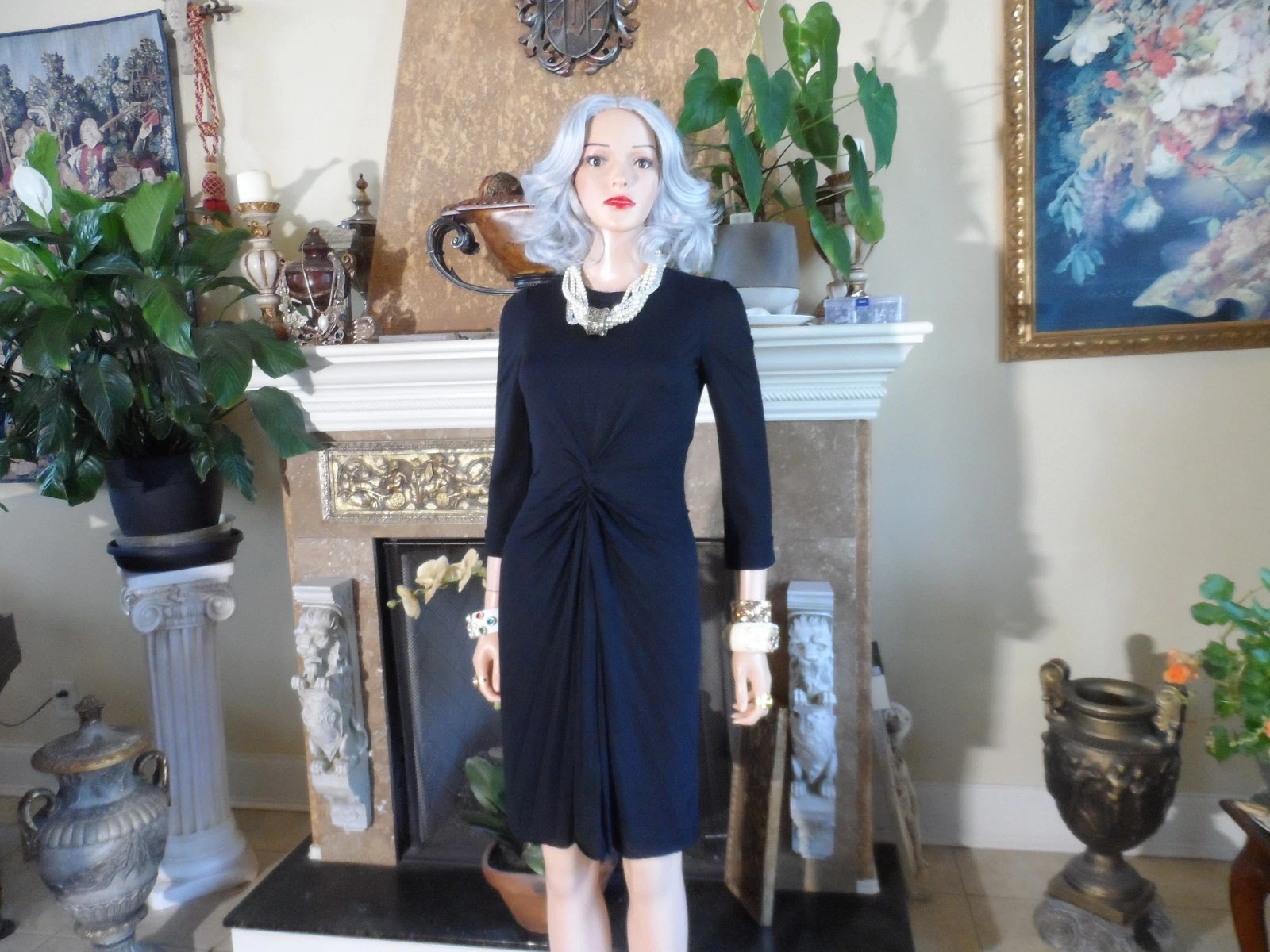 LOUIS VUITTON（LV） Louis Vuitton abito tubino nero misto lana plissettato davanti taglia FR 36 US 4