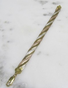 3 Tone Sterling Silver Herringbone Bracelet ~ 6-3/4" ~ 10.4grams ~ 3-E282