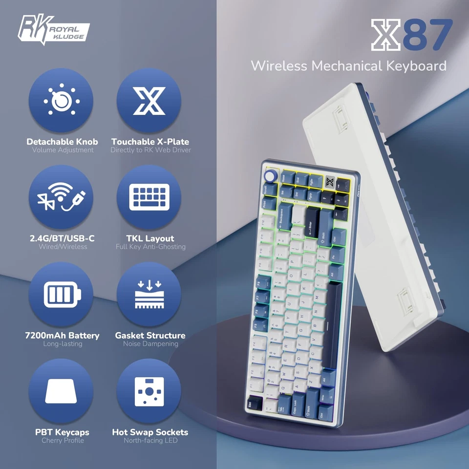 X87 Gasket Mechanical Keyboard, 75% Wireless Gaming Keyboard with Touchable X... - Image 2 of 4