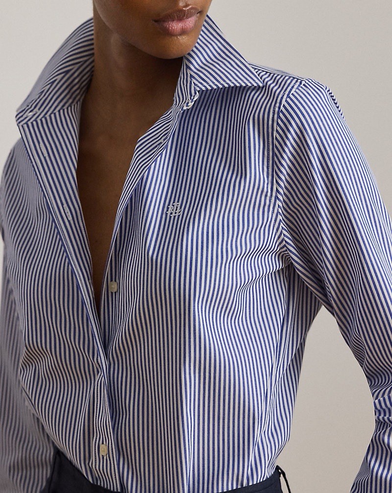 NWT Lauren Ralph Lauren Stretch Non-Iron Shirt 3X Blue/White