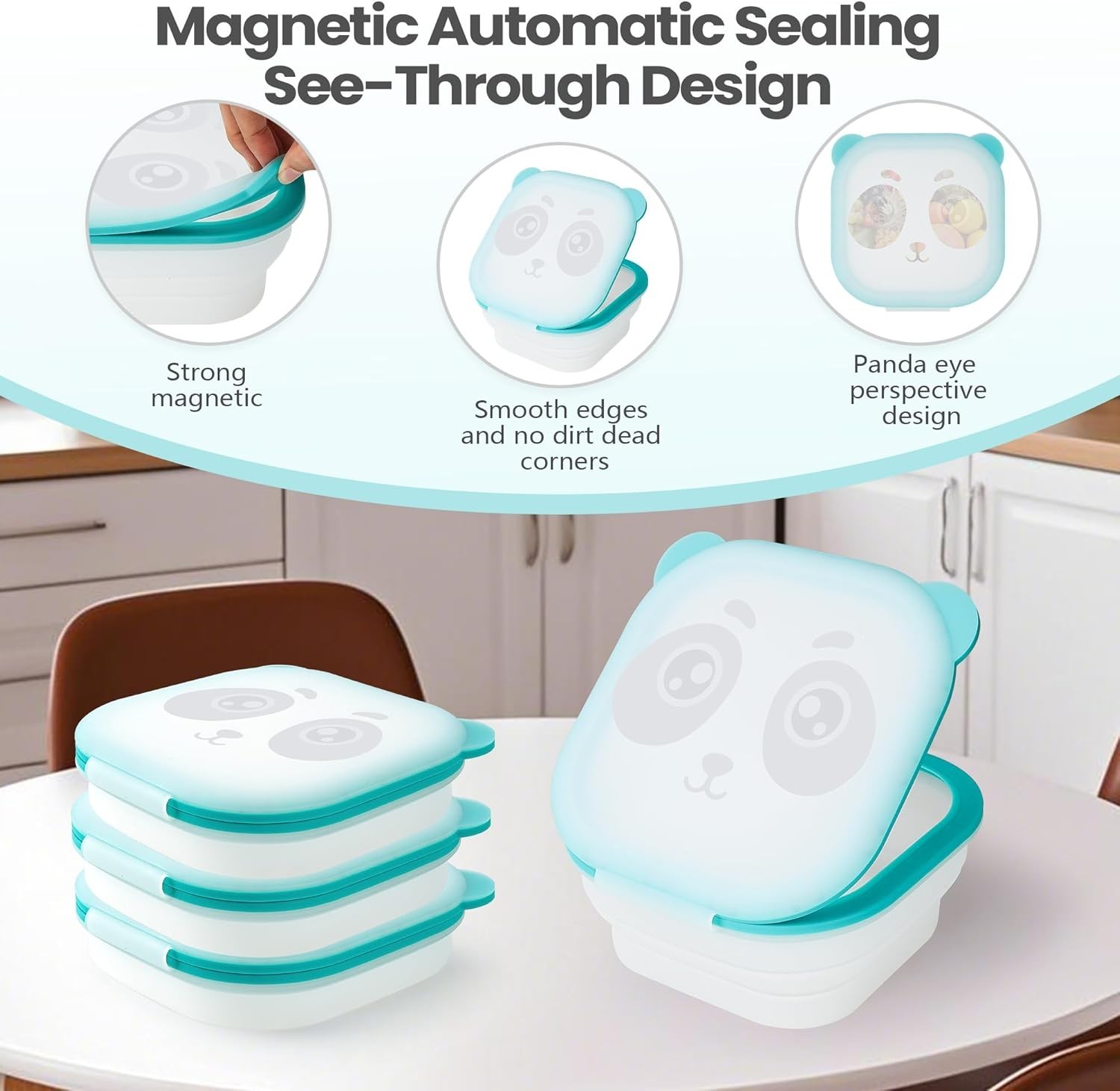 Magnetic Foldable Food Storage Containers Set, Kitchen Stacking Reusable Collaps